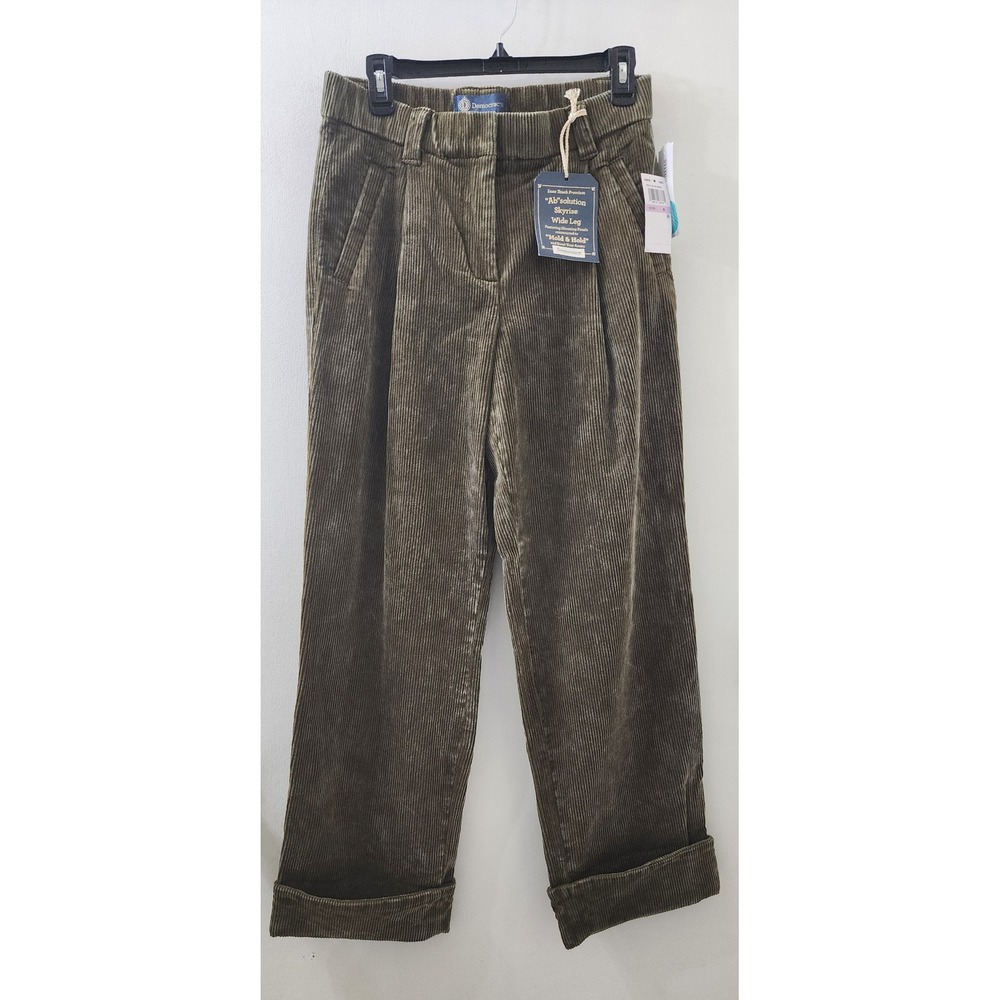 Democracy Ab-solution Skyrise Wide Leg Corduroy Pants Olive Green Size 6 NWT